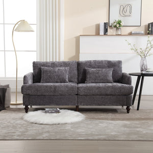 English Elm Mid Century Modern Chenille Loveseat with Rubberwood Legs Curved Sofa for Living Room Gray W395S00126