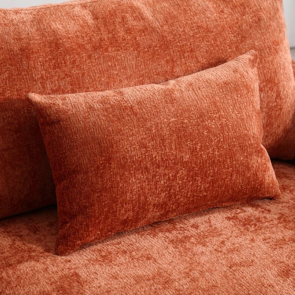 English Elm Mid Century Modern Chenille Loveseat with Rubberwood Legs Curved Sofa for Living Room Dark Orange W395S00127