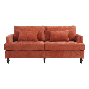 English Elm Mid Century Modern Chenille Loveseat with Rubberwood Legs Curved Sofa for Living Room Dark Orange W395S00127