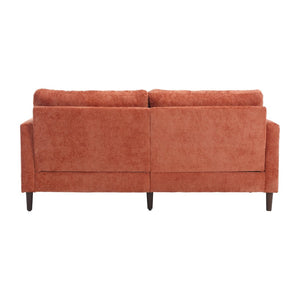 English Elm Mid Century Modern Chenille Loveseat with Rubberwood Legs Curved Sofa for Living Room Dark Orange W395S00127