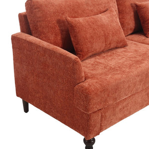 English Elm Mid Century Modern Chenille Loveseat with Rubberwood Legs Curved Sofa for Living Room Dark Orange W395S00127