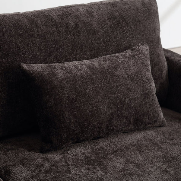 English Elm Mid Century Modern Chenille Loveseat with Rubberwood Legs Curved Sofa for Living Room Black W395S00128