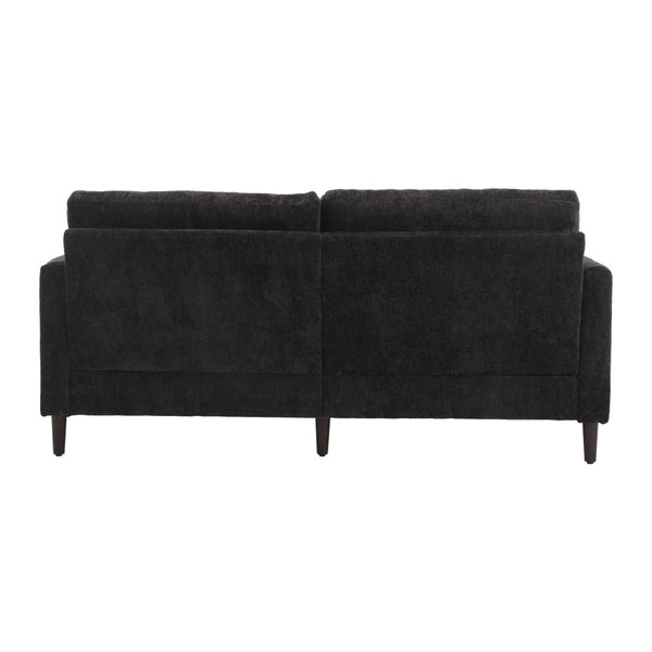 English Elm Mid Century Modern Chenille Loveseat with Rubberwood Legs Curved Sofa for Living Room Black W395S00128