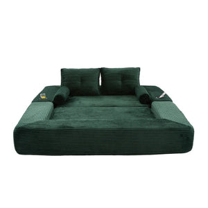 English Elm Single Corduroy Bean Bag Chair with Memory Foam Fill Armrests and Three Pillows Emerald 70.87 L x 38.58 W x 31.5 H W395S00148