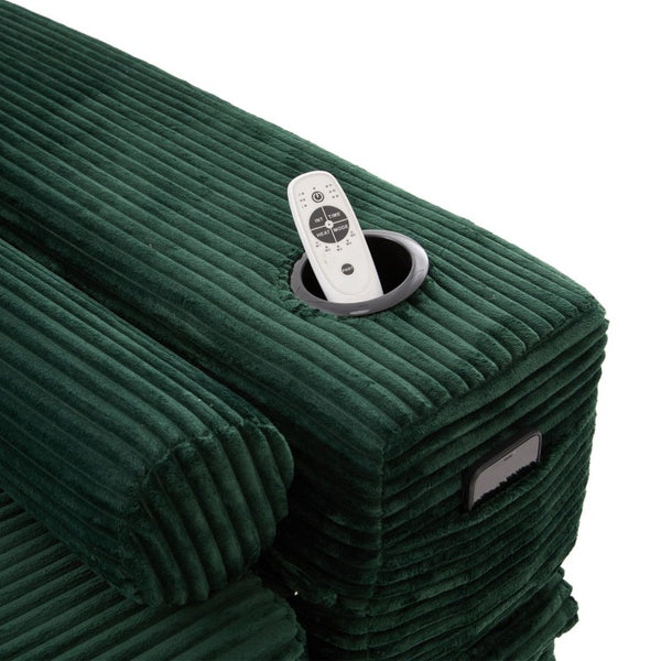 English Elm Single Corduroy Bean Bag Chair with Memory Foam Fill Armrests and Three Pillows Emerald 70.87 L x 38.58 W x 31.5 H W395S00148