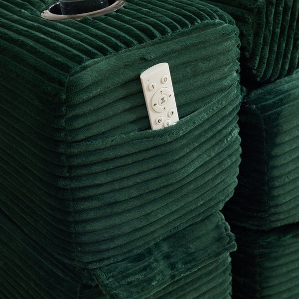 English Elm Single Corduroy Bean Bag Chair with Memory Foam Fill Armrests and Three Pillows Emerald 70.87 L x 38.58 W x 31.5 H W395S00148