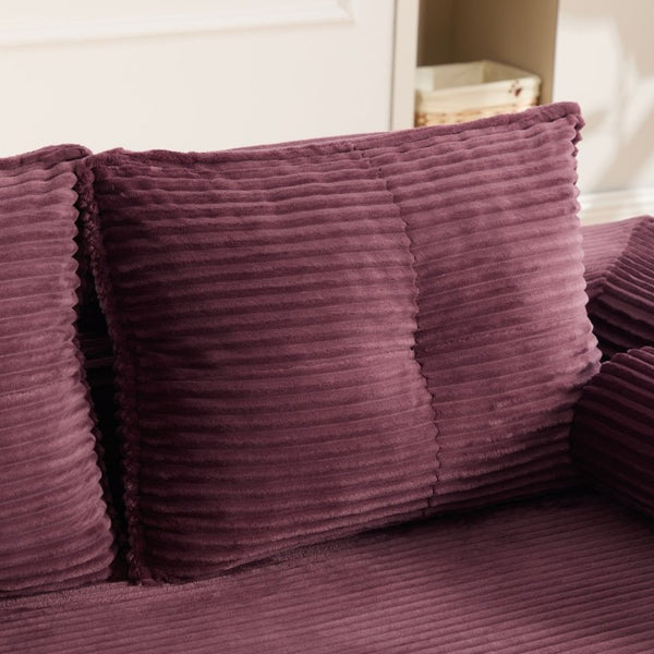 English Elm Single Corduroy Bean Bag Chair with Memory Foam Fill Armrests and Three Pillows Wine Red 70.87 L x 38.58 W x 31.5 H W395S00149