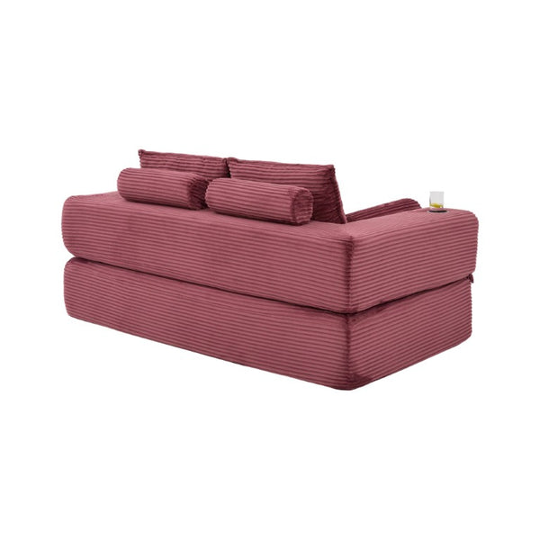 English Elm Single Corduroy Bean Bag Chair with Memory Foam Fill Armrests and Three Pillows Wine Red 70.87 L x 38.58 W x 31.5 H W395S00149