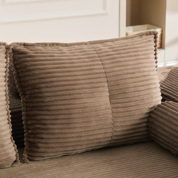 English Elm Single Corduroy Bean Bag Chair with Memory Foam Fill Armrests and Three Pillows Brown 70.87 L x 38.58 W x 31.5 H W395S00151