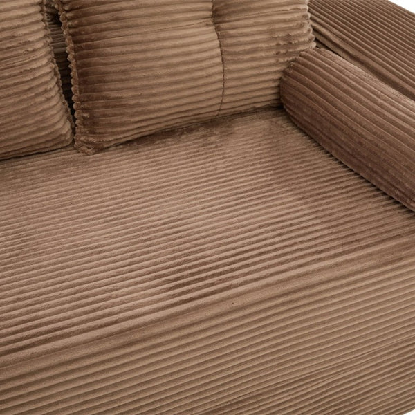 English Elm Single Corduroy Bean Bag Chair with Memory Foam Fill Armrests and Three Pillows Brown 70.87 L x 38.58 W x 31.5 H W395S00151