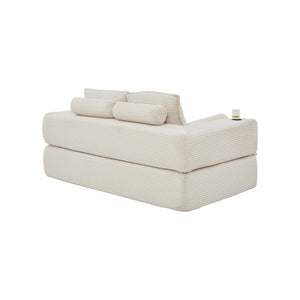 English Elm Compact Corduroy Convertible Floor Sofa Futon with Adjustable Headrests for Studios 70.87 inches Beige W395S00152