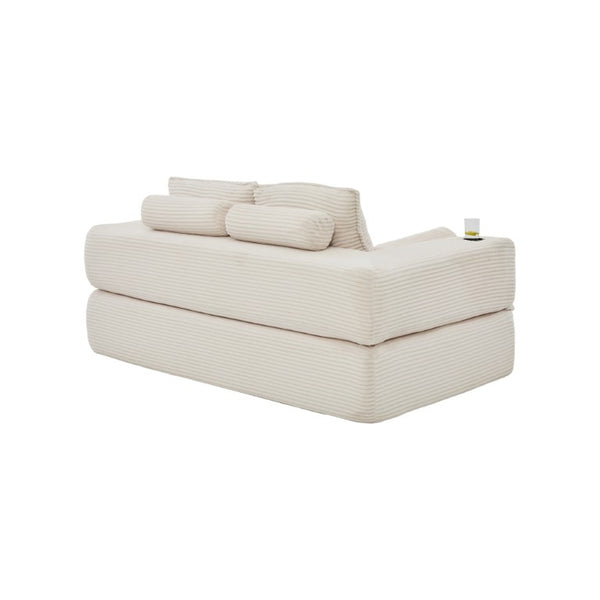 English Elm Compact Corduroy Convertible Floor Sofa Futon with Adjustable Headrests for Studios 70.87 inches Beige W395S00152