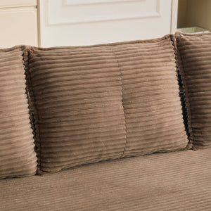 English Elm Compact Corduroy Convertible Floor Sofa Futon with Adjustable Headrests for Studios 91.34 inches Brown W395S00153
