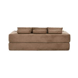 English Elm Compact Corduroy Convertible Floor Sofa Futon with Adjustable Headrests for Studios 91.34 inches Brown W395S00153