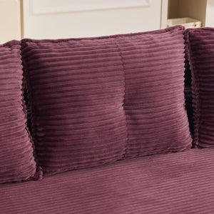 English Elm Compact Corduroy Convertible Floor Sofa Futon with Adjustable Headrests for Studios 91.34 inches Wine Red W395S00154