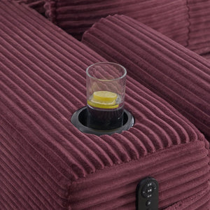 English Elm Compact Corduroy Convertible Floor Sofa Futon with Adjustable Headrests for Studios 91.34 inches Wine Red W395S00154