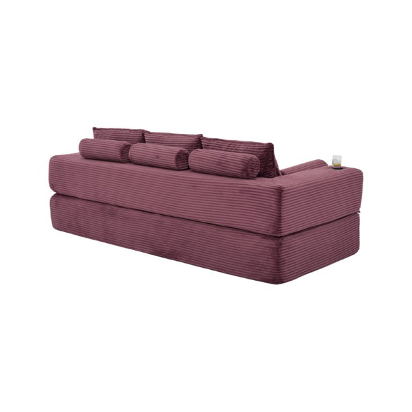 English Elm Compact Corduroy Convertible Floor Sofa Futon with Adjustable Headrests for Studios 91.34 inches Wine Red W395S00154