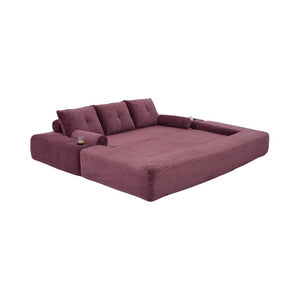 English Elm Compact Corduroy Convertible Floor Sofa Futon with Adjustable Headrests for Studios 91.34 inches Wine Red W395S00154
