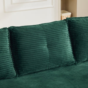 English Elm Compact Corduroy Convertible Floor Sofa Futon with Adjustable Headrests for Studios 91.34 inches Emerald W395S00155