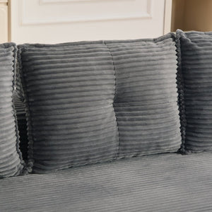 English Elm Compact Corduroy Convertible Floor Sofa Futon with Adjustable Headrests for Studios 91.34 inches Dark Gray W395S00156