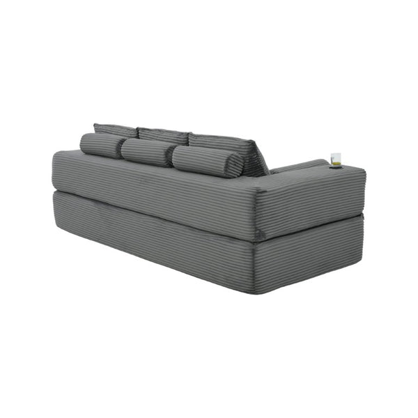 English Elm Compact Corduroy Convertible Floor Sofa Futon with Adjustable Headrests for Studios 91.34 inches Dark Gray W395S00156