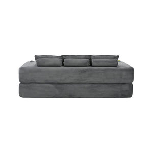 English Elm Compact Corduroy Convertible Floor Sofa Futon with Adjustable Headrests for Studios 91.34 inches Dark Gray W395S00156