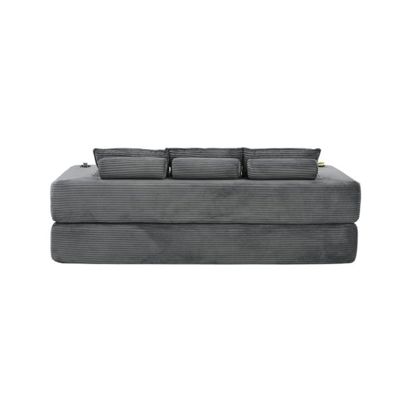 English Elm Compact Corduroy Convertible Floor Sofa Futon with Adjustable Headrests for Studios 91.34 inches Dark Gray W395S00156