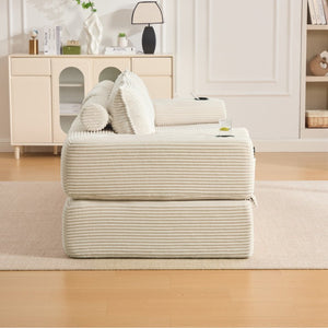 English Elm Compact Corduroy Floor Sofa Converts to Daybed for Studio and Guest Spaces W395S00157