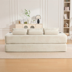 English Elm Compact Corduroy Floor Sofa Converts to Daybed for Studio and Guest Spaces W395S00157