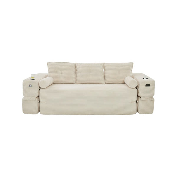 English Elm Compact Corduroy Floor Sofa Converts to Daybed for Studio and Guest Spaces W395S00157