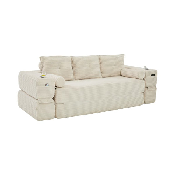 English Elm Compact Corduroy Floor Sofa Converts to Daybed for Studio and Guest Spaces W395S00157