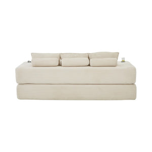 English Elm Compact Corduroy Floor Sofa Converts to Daybed for Studio and Guest Spaces W395S00157