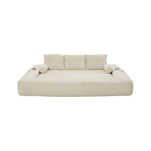English Elm Compact Corduroy Floor Sofa Converts to Daybed for Studio and Guest Spaces W395S00157