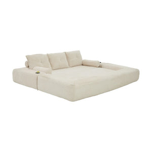 English Elm Compact Corduroy Floor Sofa Converts to Daybed for Studio and Guest Spaces W395S00157