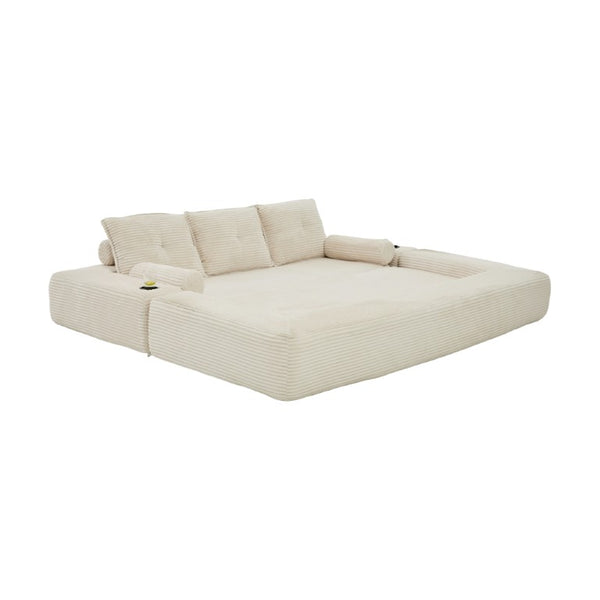 English Elm Compact Corduroy Floor Sofa Converts to Daybed for Studio and Guest Spaces W395S00157