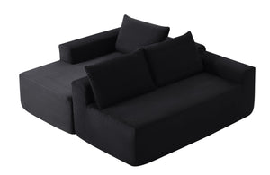 English Elm 96.9 Inch L-Shape Cloud Sectional Corduroy Sofa Deep Seat Modular Living Room Couch Black Left W3975P412667