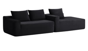 English Elm 96.9 Inch L-Shape Cloud Sectional Corduroy Sofa Deep Seat Modular Living Room Couch Black Right W3975P412668