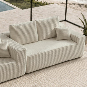 English Elm 68.1Cloud Modular Sectional Sofa Plush Corduroy Deep Seat Living Room Lounge Beige Left W3975P415754