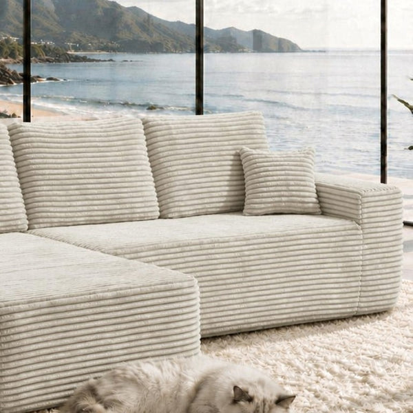 English Elm 68.1Cloud Modular Sectional Sofa Plush Corduroy Deep Seat Living Room Lounge Beige Left W3975P415754