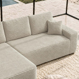 English Elm 68.1Cloud Modular Sectional Sofa Plush Corduroy Deep Seat Living Room Lounge Beige Left W3975P415754