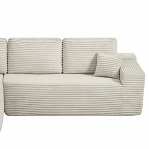 English Elm 68.1Cloud Modular Sectional Sofa Plush Corduroy Deep Seat Living Room Lounge Beige Left W3975P415754