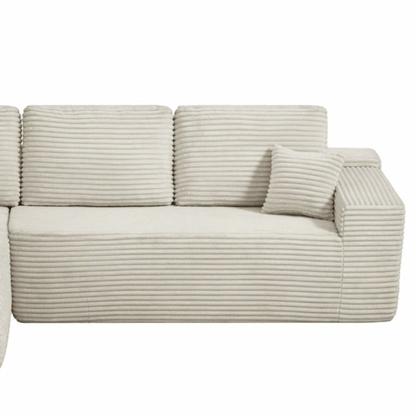 English Elm 68.1Cloud Modular Sectional Sofa Plush Corduroy Deep Seat Living Room Lounge Beige Left W3975P415754