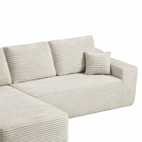 English Elm 68.1Cloud Modular Sectional Sofa Plush Corduroy Deep Seat Living Room Lounge Beige Left W3975P415754