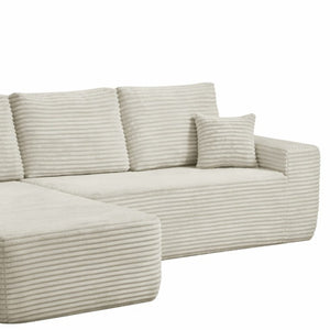 English Elm 68.1Cloud Modular Sectional Sofa Plush Corduroy Deep Seat Living Room Lounge Beige Left W3975P415754