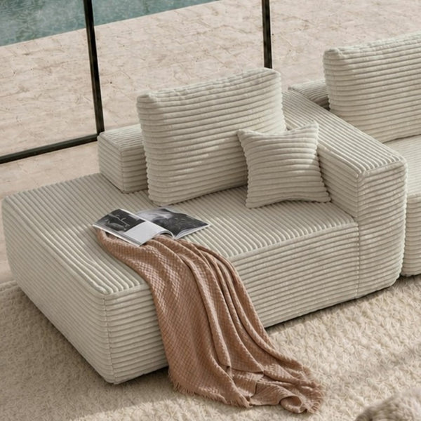 English Elm Lp-Beige-02-Chaise Corduroy Sectional Sofa with Reversible Chaise for Modern Living Beige Left Chaise W3975P415755