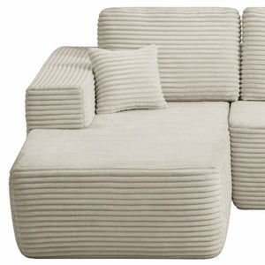 English Elm Lp-Beige-02-Chaise Corduroy Sectional Sofa with Reversible Chaise for Modern Living Beige Left Chaise W3975P415755