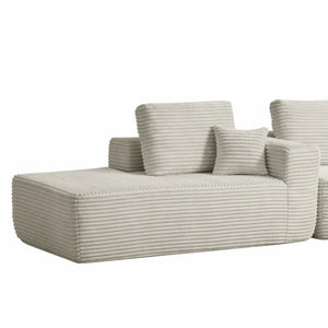 English Elm Lp-Beige-02-Chaise Corduroy Sectional Sofa with Reversible Chaise for Modern Living Beige Left Chaise W3975P415755