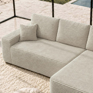 English Elm 68.1Cloud Modular Sectional Sofa Plush Corduroy Deep Seat Living Room Lounge Beige Right W3975P415756