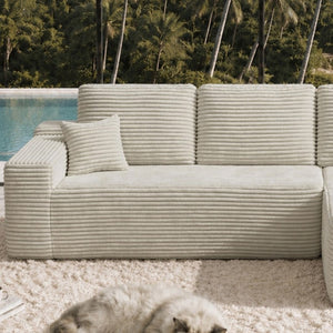 English Elm 68.1Cloud Modular Sectional Sofa Plush Corduroy Deep Seat Living Room Lounge Beige Right W3975P415756