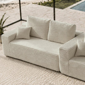 English Elm 68.1Cloud Modular Sectional Sofa Plush Corduroy Deep Seat Living Room Lounge Beige Right W3975P415756